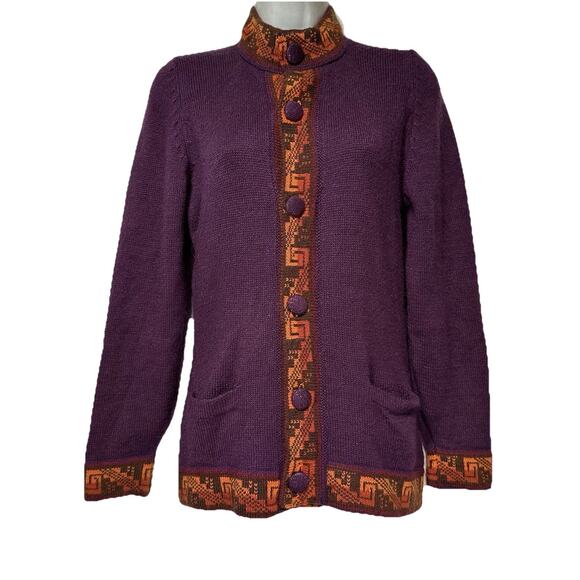 alpafina alpaca peru purple button front sweater - Picture 1 of 6